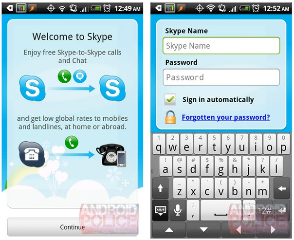 Сведения для входа не распознаны skype android